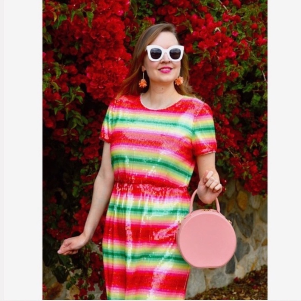 J.Crew sequin dress in watermelon stripe size 14